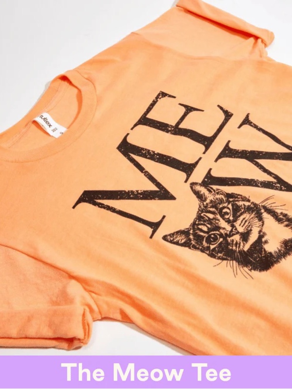 Cat Lady Box Orange & Black MEOW Tee - Size Medium